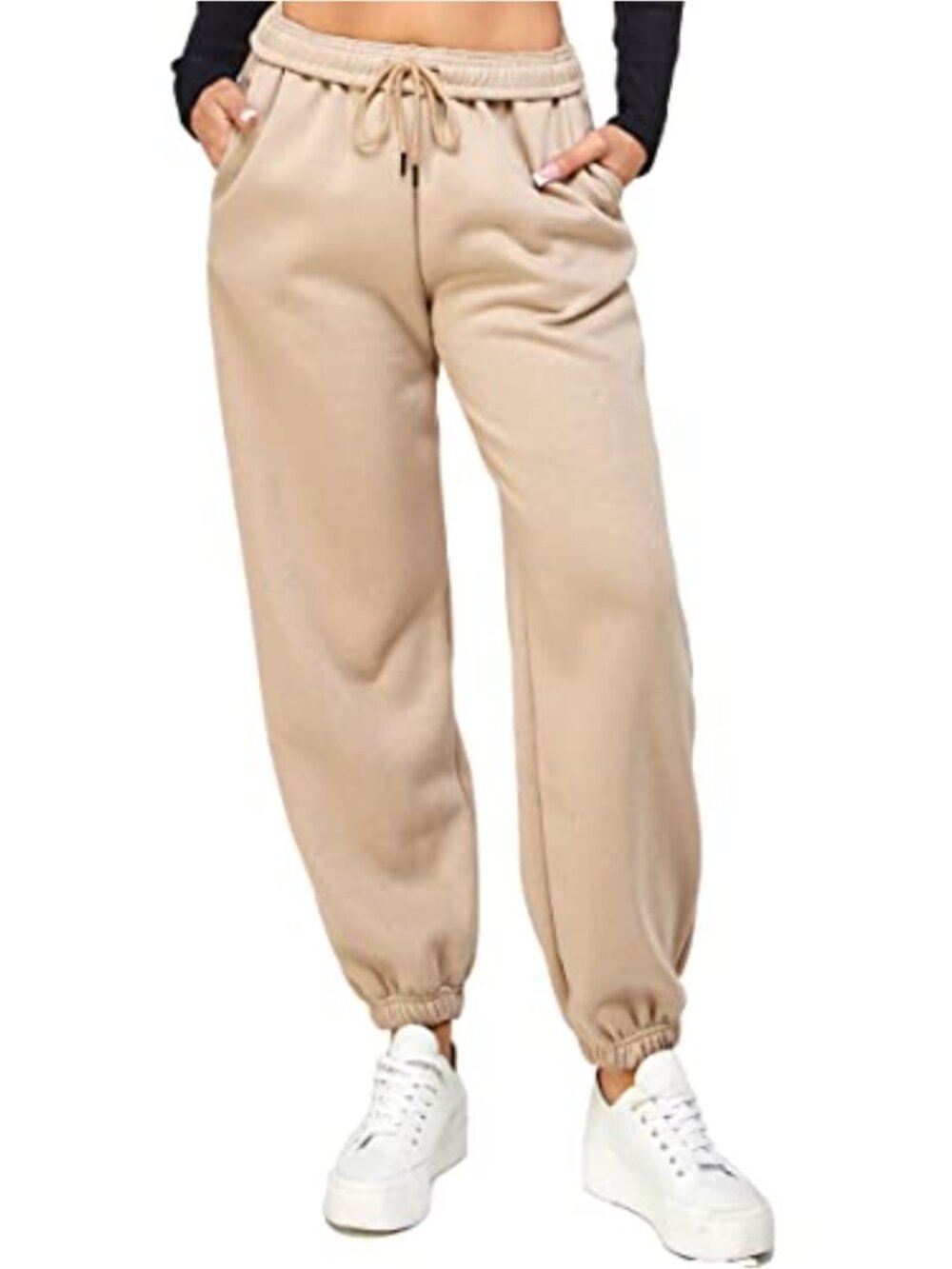 IUUI Women's Baggy Fleece Sweatpants High Waisted Joggers with Pockets